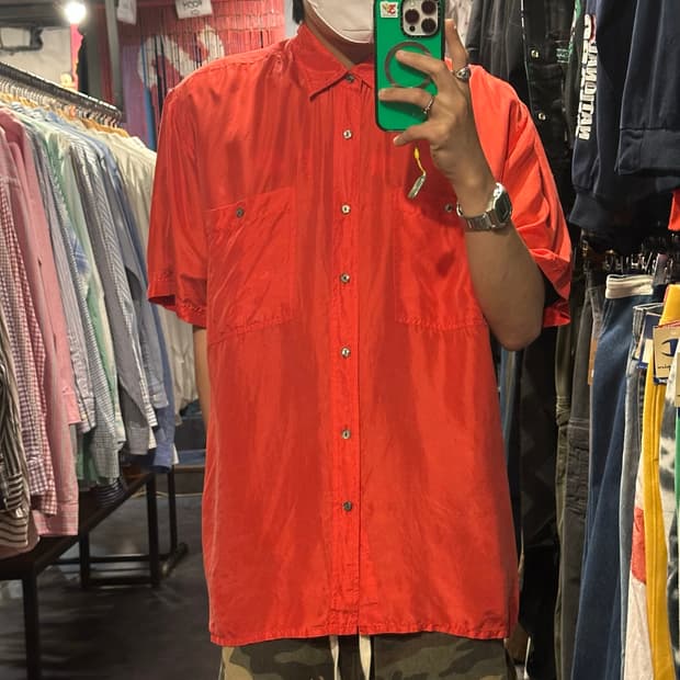 [HI] 빈티지 실크셔츠 레드