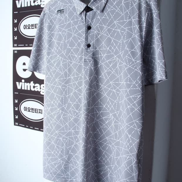 (L-XL) 팬텀 반팔 카라 티셔츠 골프 기능성 패턴 화이트-H34081