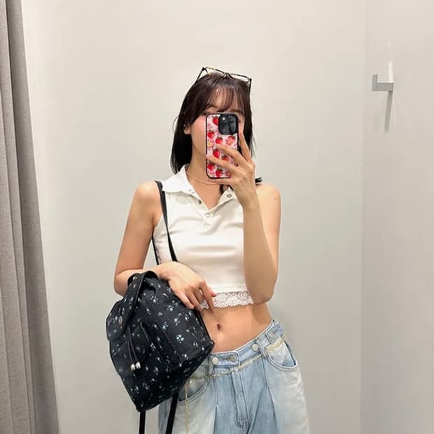 (새상품❣️)아더템포 나일론 플로랄 백팩