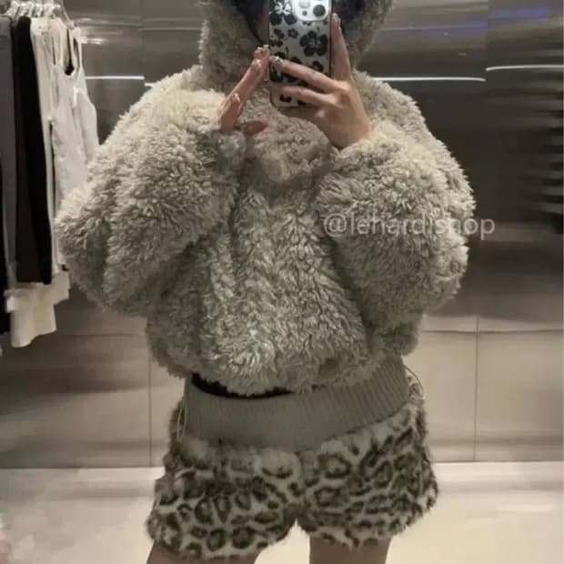 호피 숏팬츠 베이지 갸루