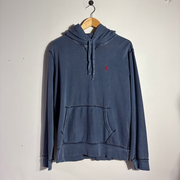 폴로 스티치 빈티지 블루 후드집업 (무료배송)