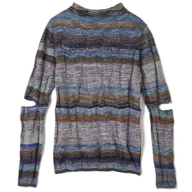 퍼버즈 Wave Border Knit Top