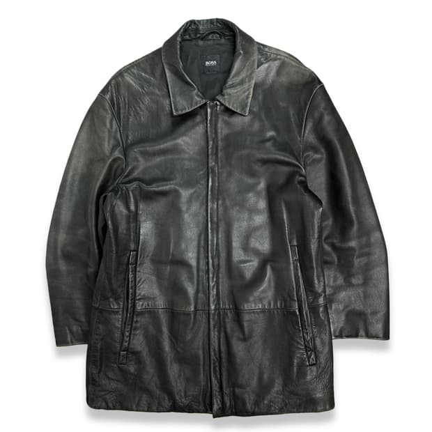 00s HUGO BOSS 램스킨 레더 자켓 L