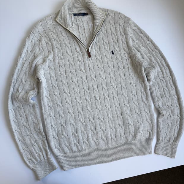 Polo  폴로 랄프로렌 라이트 멜란지 하프집업 케이블 니트 