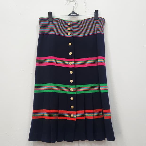 [77] JAPAN 빈티지 울 100% 플리츠 스커트 여성 77