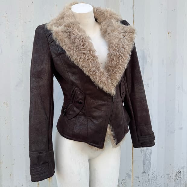 Dark brown shearling jacket