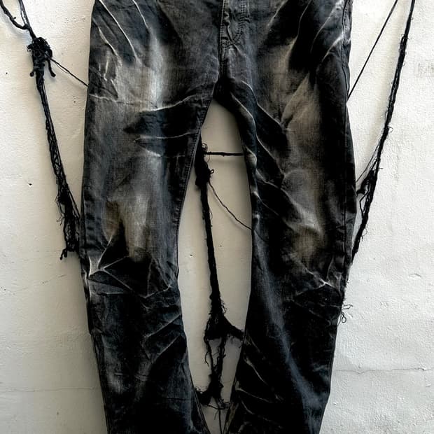 2000s buffalo bobs 커브드 워싱 데님팬츠