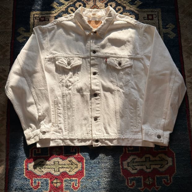 90s USA 리바이스 70507-0251 화이트 코튼트윌 트러커 자켓 