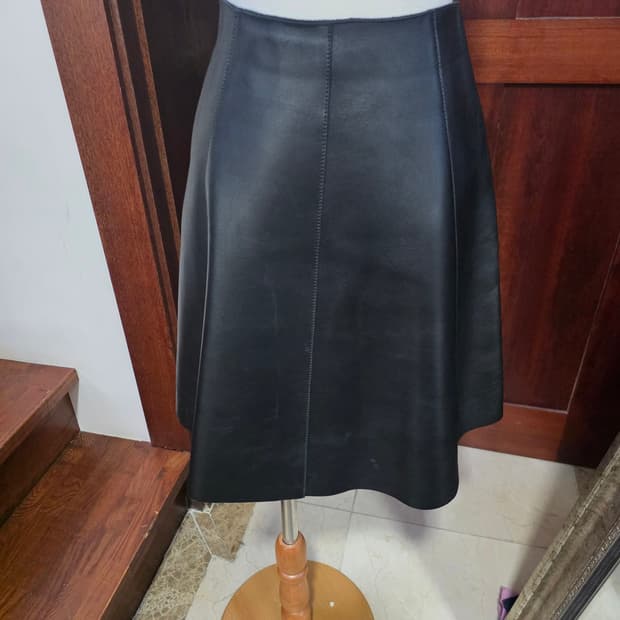 롱샴 가죽 스커트 A라인