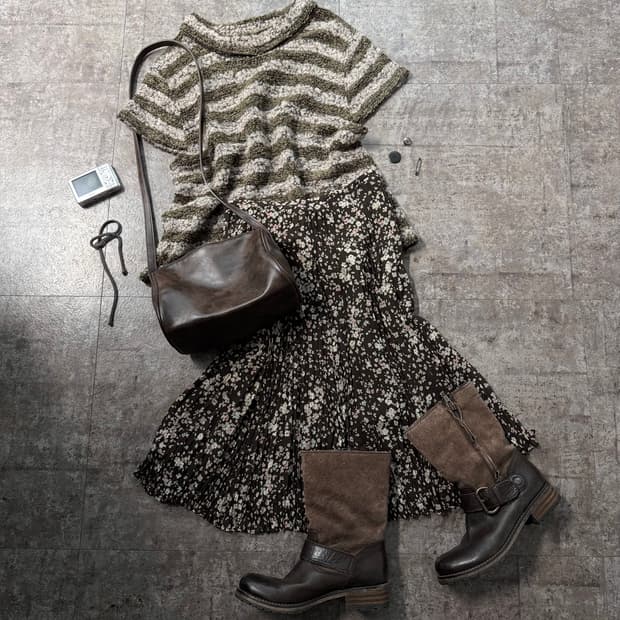 부클 폴딩 넥 플리츠 스커트 2pcs SET