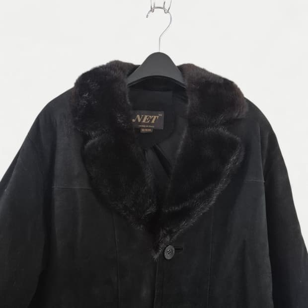 NET ITALY 여자 빈티지 밍크털 가죽무스탕 자켓