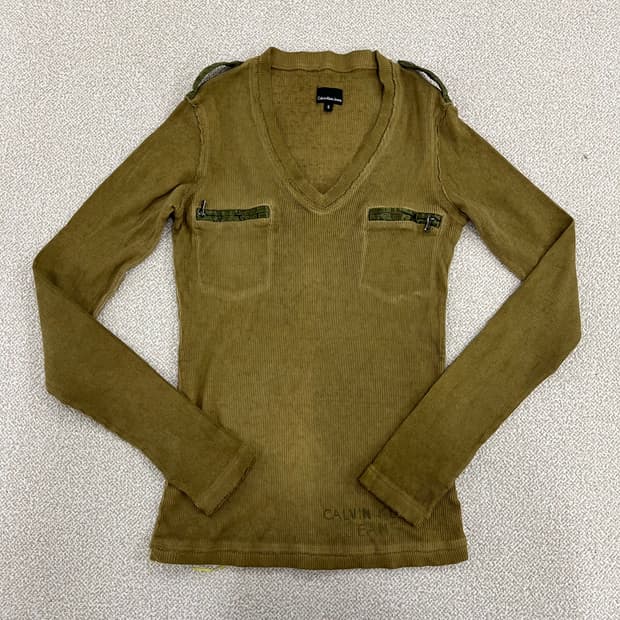 S 캘빈클라인 빈티지 워싱 골지 티셔츠 0203M1