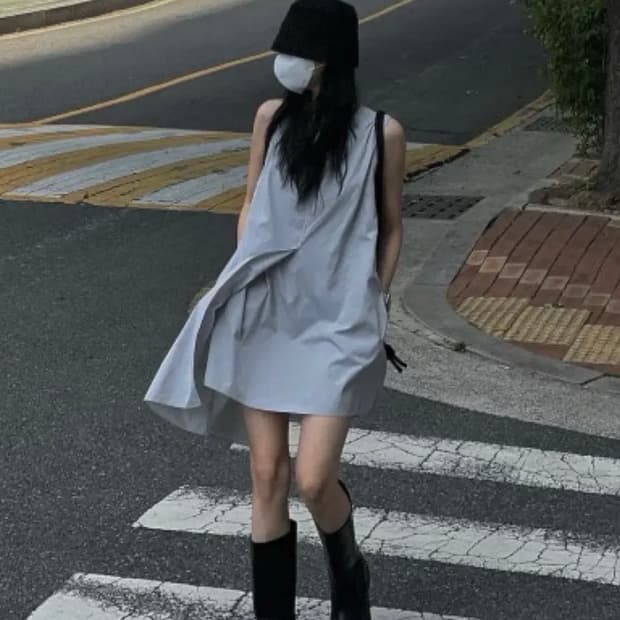 소아 미니 원피스 그레이