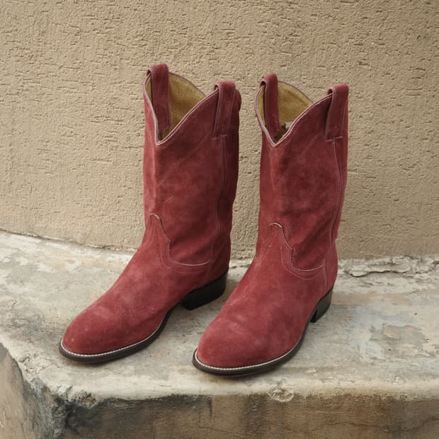 80s 랭글러 체리 스웨이드 페코스 드레스 부츠