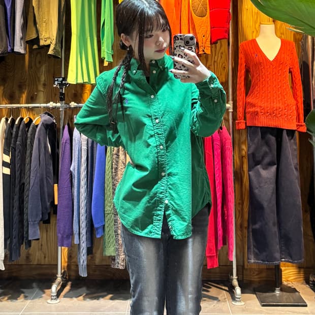 XL 폴로랄프로렌 우먼스 그린 코튼 셔츠