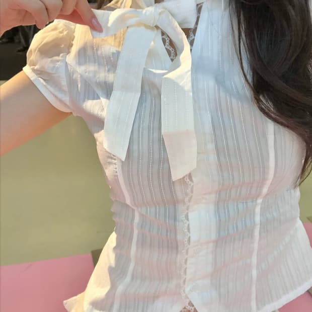 포어링 사라셔츠, 넥타이 sara puff shirt, neck tie