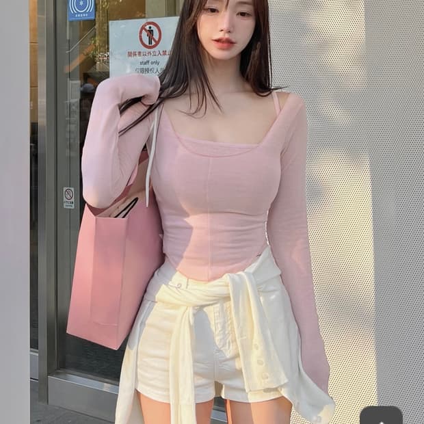 카인다미 발레리나 티셔츠+나시 set 베이비핑크