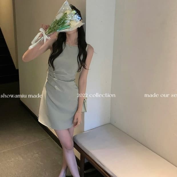 르뚜앙 새틴 미니 원피스 (인디그린)