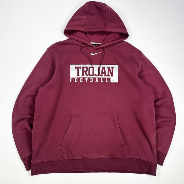 나이키 올드스쿨 트로잔 풋볼 후드티 버건디 2XL
