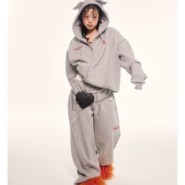 예그 윙 후드집업 그레이 L 기모