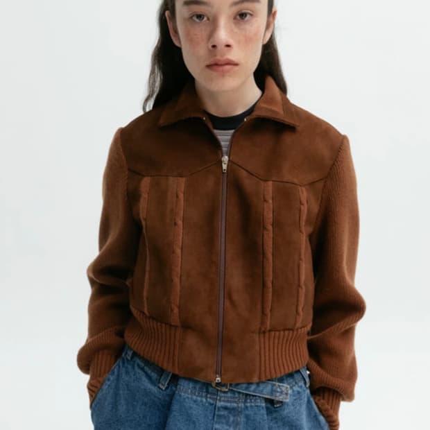 비아플레인 스웨이드 블루종 자켓