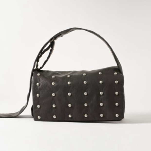 FREAKY STUD LEATHER MESSENGER BAG