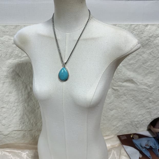 빈티지 박스체인 터키석 목걸이