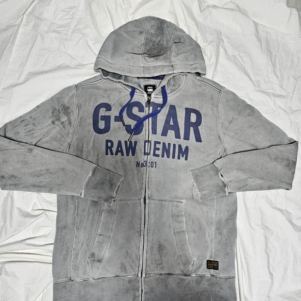 G-Star raw 빈티지 데미지 후드 집업 XL
