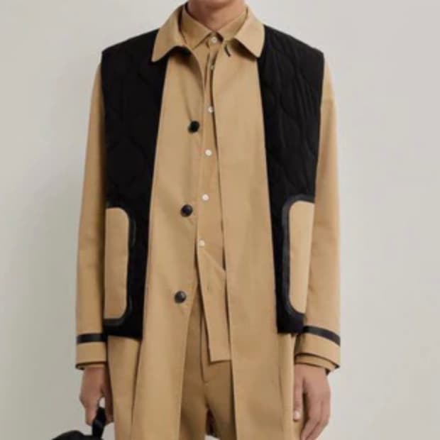 3841 자라 브라운 트렌치 퀄팅조끼 레이어드 코트 새상품