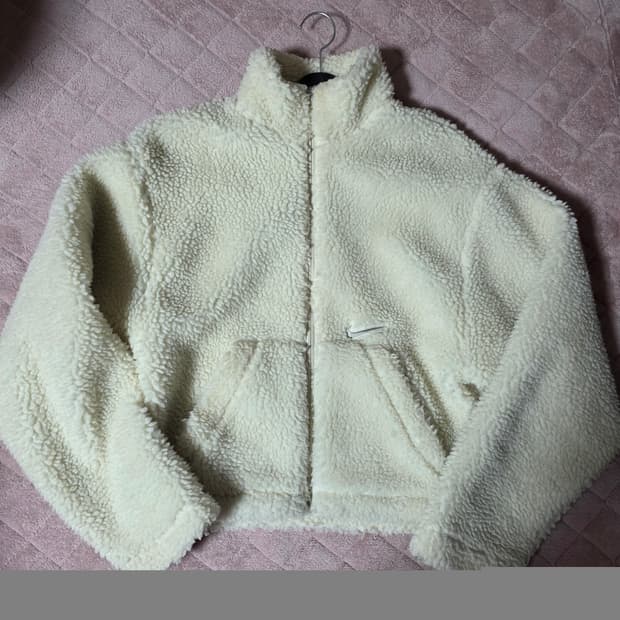 나이키 아이보리 뽀글이 플리스 후리스 크롭 집업 XS