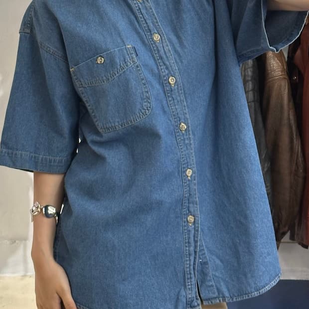 Pado jeans 원포켓 데님 반팔셔츠
