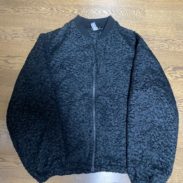 언어펙티드  샤기 부클 텍스쳐 집업  자켓 L 블랙