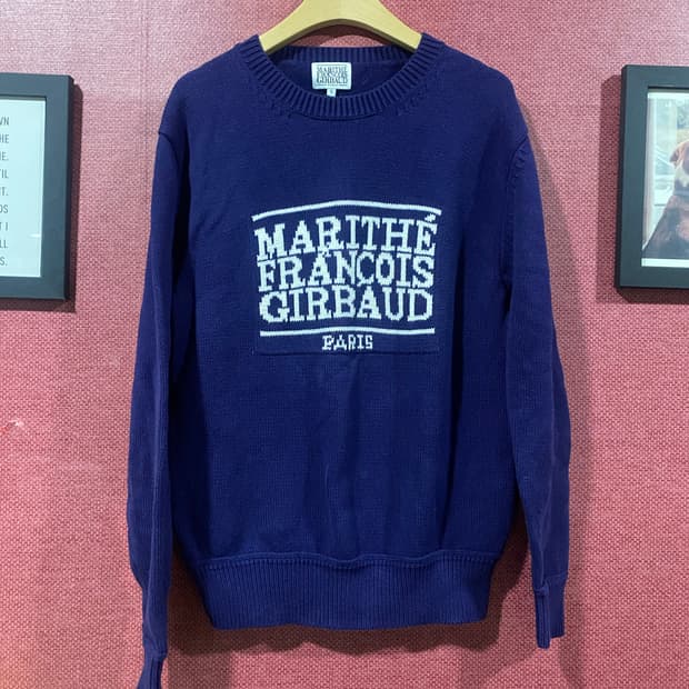 마리떼 프랑소와 저버 네이비 로고 니트 S