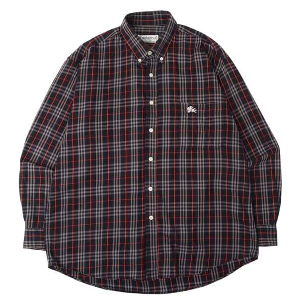 버버리 네이비 노바체크 포켓로고 셔츠