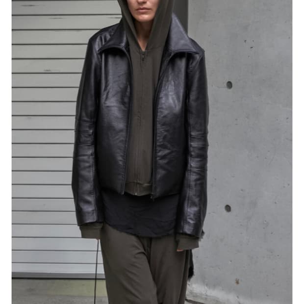 [2] mudule leather jacket black