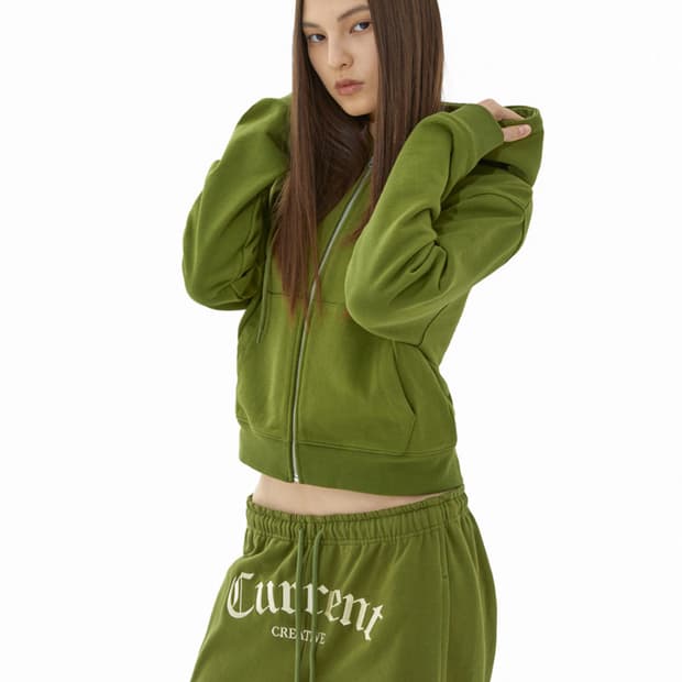 Current 커렌트 후드 져지 탑 라이트 그린