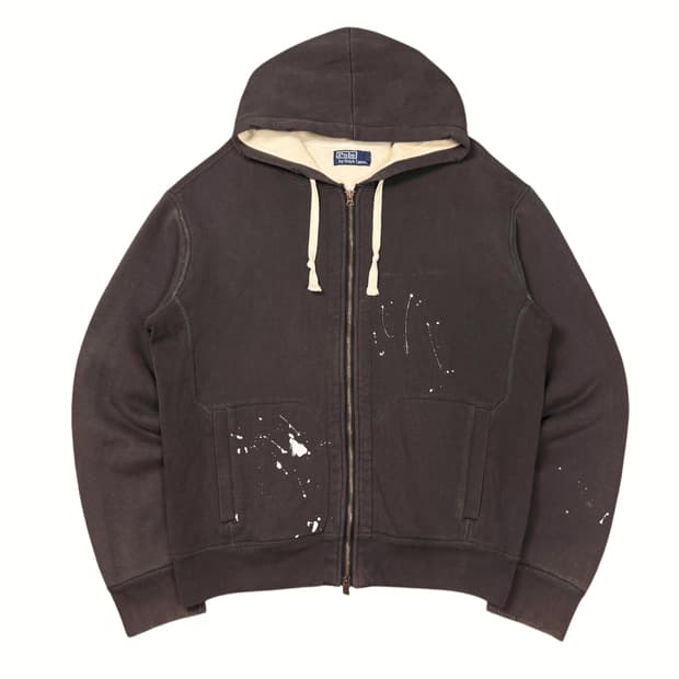 (XL) 폴로 랄프로렌 디스트로이드 페인팅 투웨이 후드집업 브라운