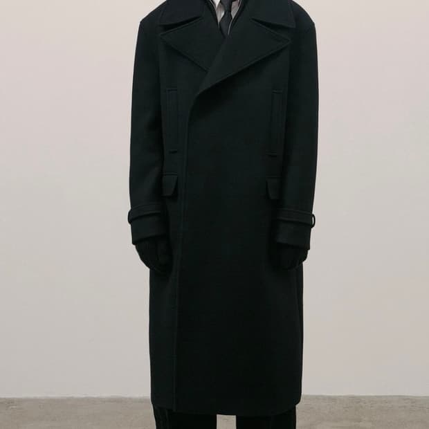 [1사이즈] 라벨아카이브 프리미엄 울 더블 브레스티드 코트 블랙