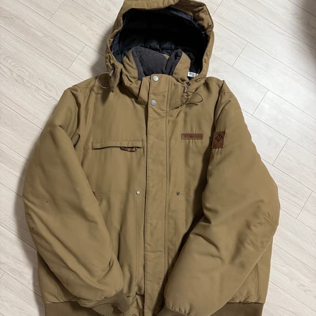 콜롬비아 후드 패딩 점퍼 카키