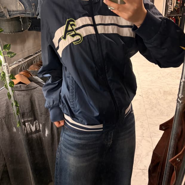 (정품/100) 아식스 트레이닝 네이비 바람막이 a1