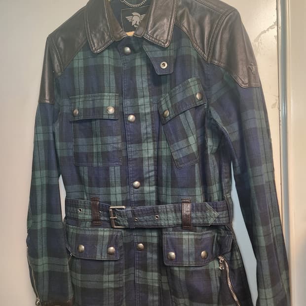 모런지(Morunge) 윌리엄 타탄체크 벨티드자켓 46