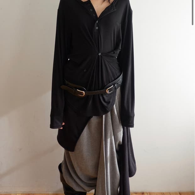 세릭 cerric 버튼 헨리넥 탑 블랙 os