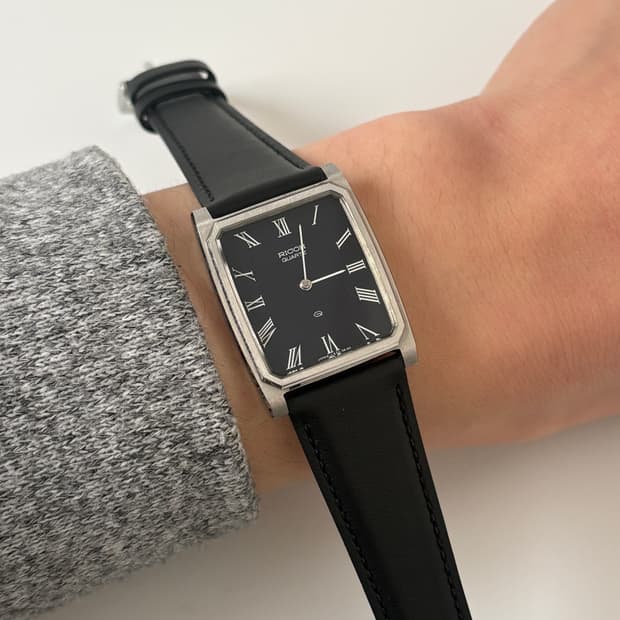 1980s Navy Dial Roman Tank Riquartz