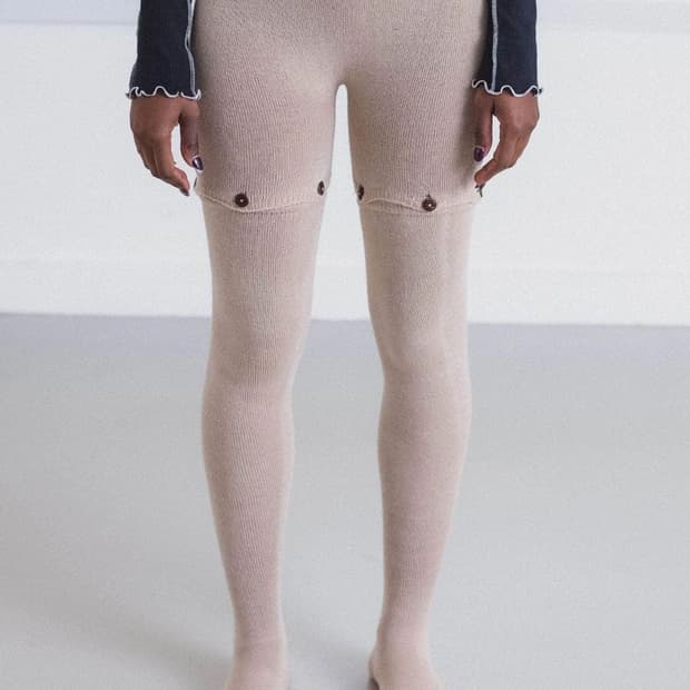 베이스레인지25fw Button Tights, Lata Beige 레깅스