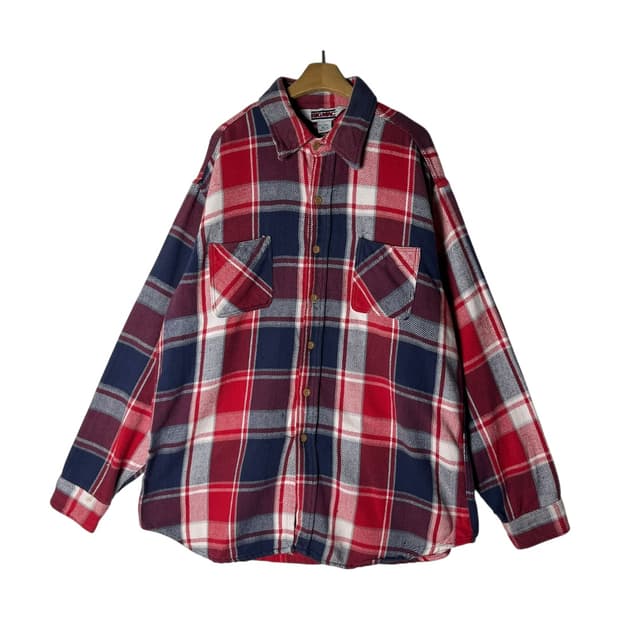 [BIG MAC] 80s 빅맥 레드 네이비 체크 플란넬셔츠