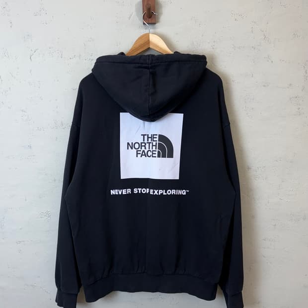 노스페이스 빅 스퀘어 로고 블랙 후드티