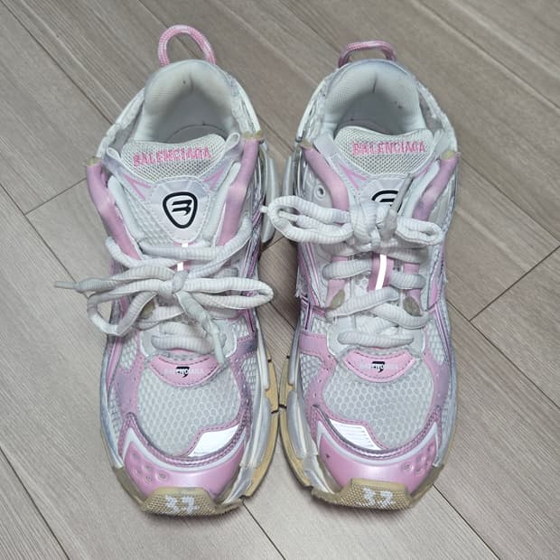 발렌시아가 러너 로우탑 스니커즈 핑크 화이트 37  