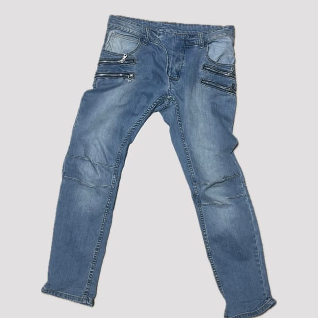 발망 연청 지퍼 바이커진 데님 30