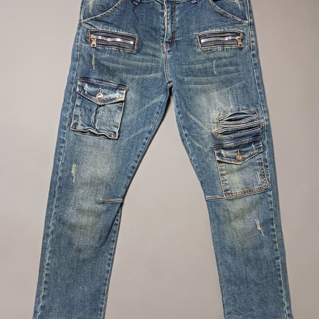 [34] 발망 워싱 포켓 디테일 데님 팬츠 청바지