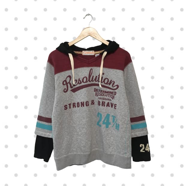 vintage layered hoodie top grey